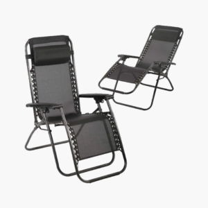 SILLA PLEGABLE RECLINABLE ZERO GRAVITY P/EXTERIOR NEGRO