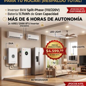 KIT INVERSOR HÍBRIDO 8Kw 48V 110/220V + BATERÍA 51.2V 230Ah 11.7kWh