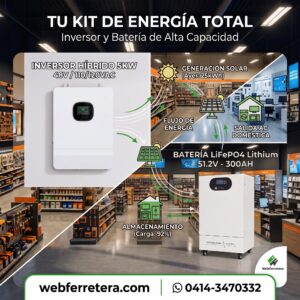 KIT INVERSOR HÍBRIDO 5KW 48V 110/120V + BATERÍA 51.2V 300Ah