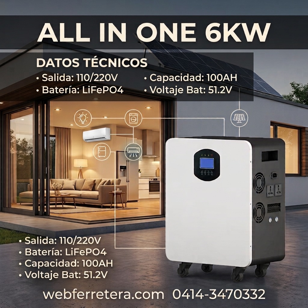ESTACIÓN DE ENERGÍA PORTÁTIL HÍBRIDO 6KW 110/220V 51.2V 100AH - Imagen 2